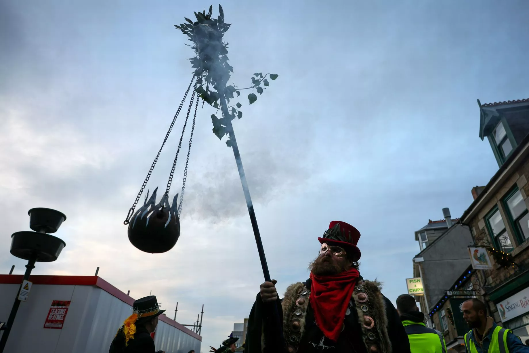 People come together in Penzance on Wednesday, December 21, for Montol, a community festival celebrating the midwinter solstice, Cornish midwinter traditions of the past, and customs associated with Old Christmas.