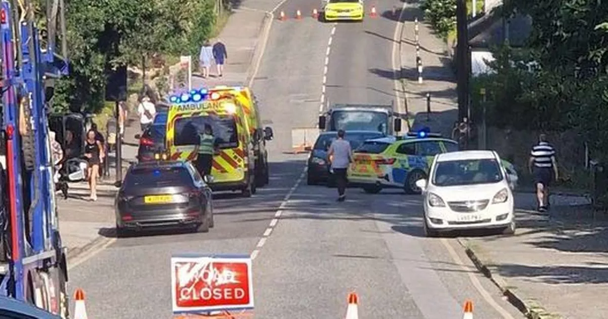 The A39 Melvill Road in Falmouth has been closed in both directions following a multi-vehicle crash